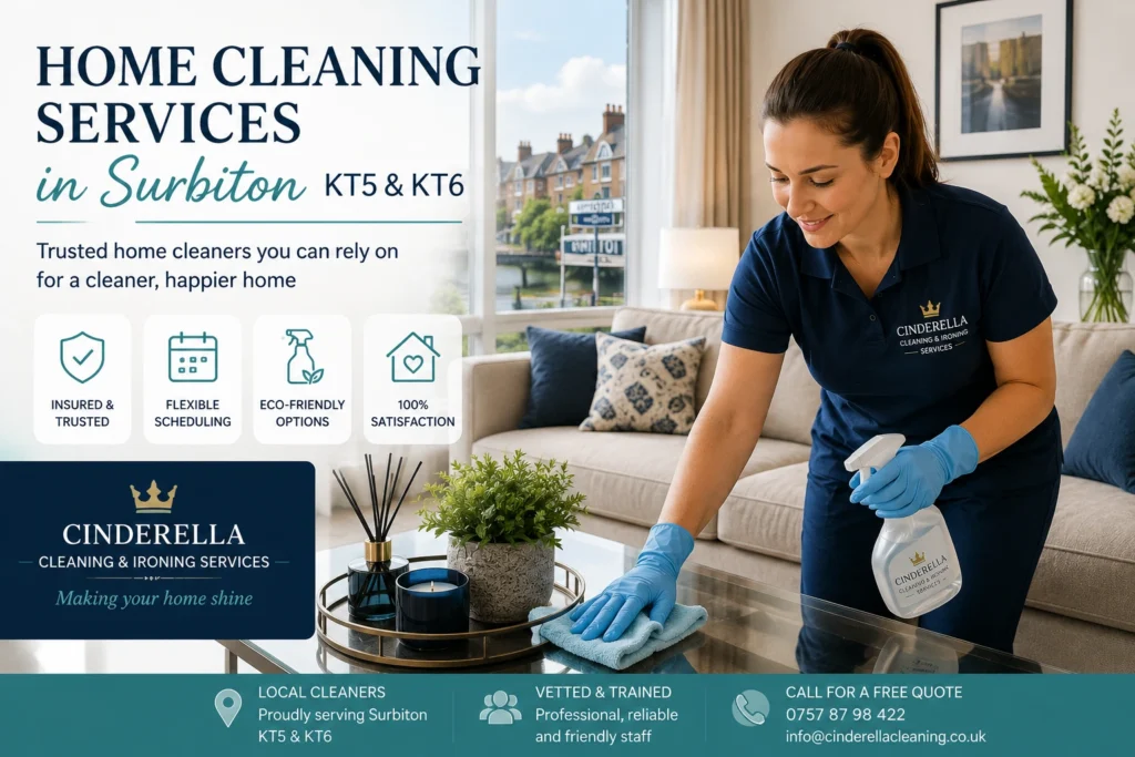 Trusted home cleaners providing house cleaning and maid services in Surbiton KT5 and KT6